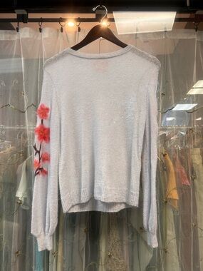saccharine new york light blue cherry blossom alpaca sweater